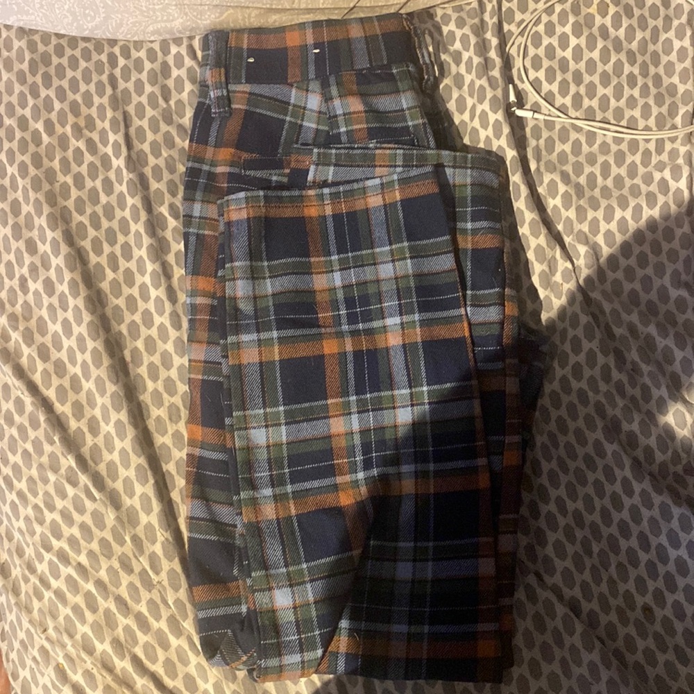 plaid jeans.